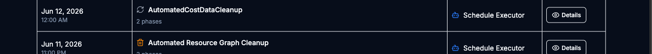 Audit Log row for an automated cleanup activity showing 2 phases under the type name