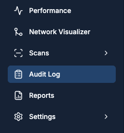 Main app sidebar navigation with the Audit Log entry highlighted