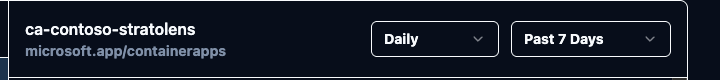 Detail panel header with the resource name and type on the left and the Daily granularity and Past 7 Days range dropdowns on the right